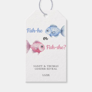 Watercolor Fishing Gender Reveal Gift Tags