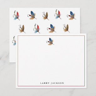 Watercolor fishing hooks Flat Card