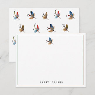 Watercolor fishing hooks Flat Card