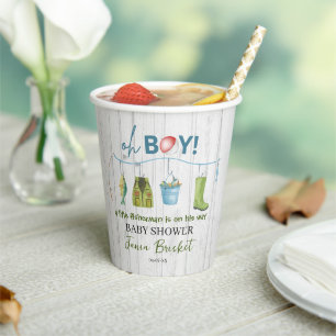 Watercolor Fishing Lure Baby Shower Boy  Paper Cups