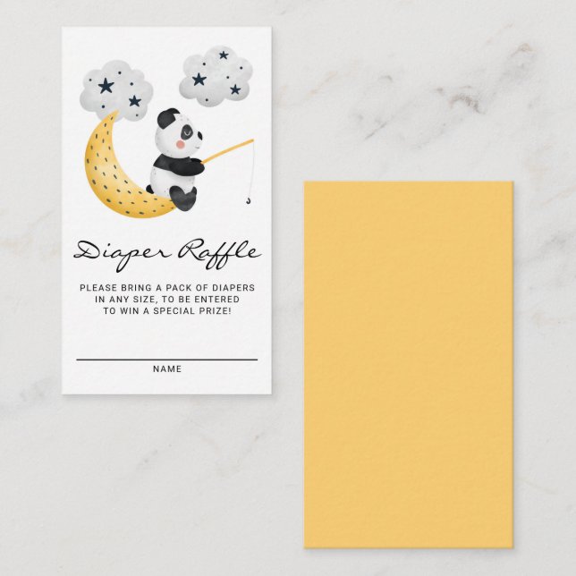 Watercolor Fishing Panda Baby Shower Diaper Raffle Enclosure Card (Front/Back)