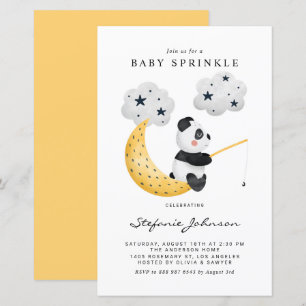 Watercolor Fishing Panda Baby Sprinkle Invite