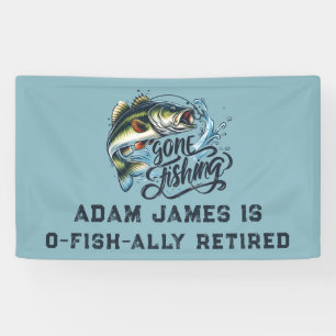 Watercolor Fishing Retirement Party - Gone Fishing Banner