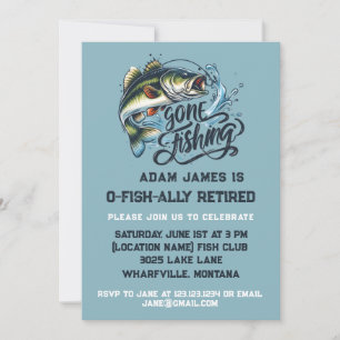 Watercolor Fishing Retirement Party - Gone Fishing Invitation