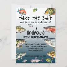 Watercolor Fishing Take The Bait Birthday