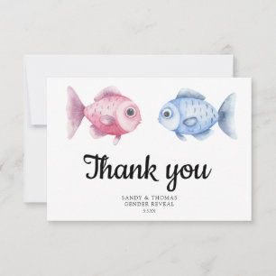 Watercolor Fishing Thank you gender reveal Card