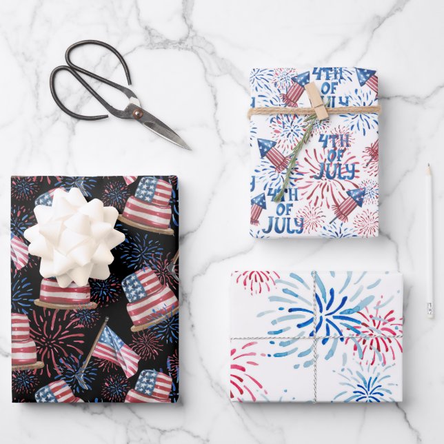 Watercolor flag of the US Wrapping Paper Sheet (Front)
