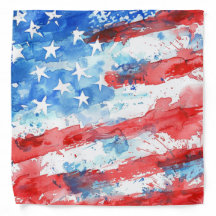 Watercolor Flag Stars and Stripes Bandanna