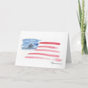 Watercolor Flag with Cemetery  Note Card