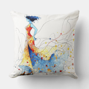 Watercolor Flamenco Dancer – Joy in Motion #2 Cushion