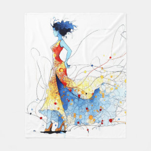 Watercolor Flamenco Dancer – Joy in Motion #2 Fleece Blanket