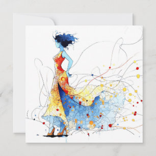 Watercolor Flamenco Dancer – Joy in Motion #2 Holiday Card