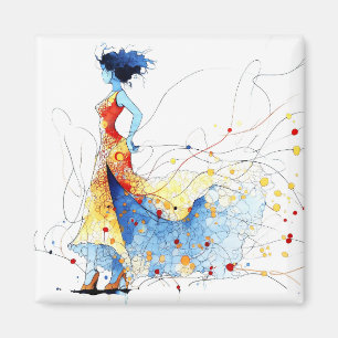 Watercolor Flamenco Dancer – Joy in Motion #2 Magnet