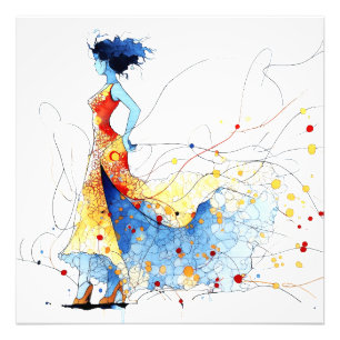 Watercolor Flamenco Dancer – Joy in Motion #2 Photo Print