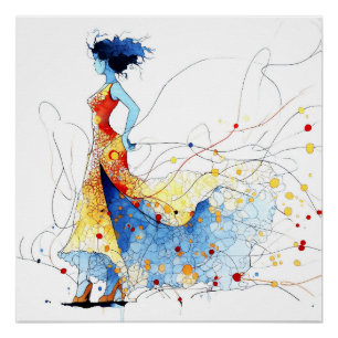 Watercolor Flamenco Dancer – Joy in Motion #2 Poster