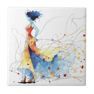 Watercolor Flamenco Dancer – Joy in Motion #2 Tile