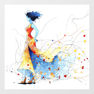 Watercolor Flamenco Dancer – Joy in Motion #2 Window Cling