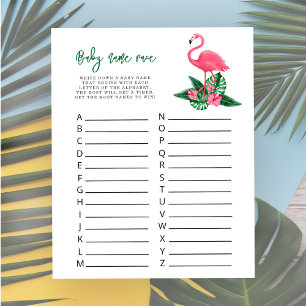 Watercolor Flamingo - Baby name race game