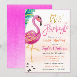 Watercolor Flamingo Baby Shower Invitation