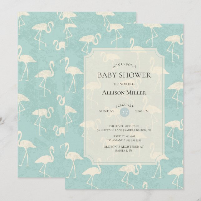 Watercolor Flamingo Baby Shower Invitation (Front/Back)
