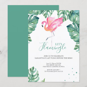 Watercolor Flamingo Bachelorette Party Invitation
