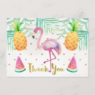 Watercolor Flamingo Birthday Thank You Card
