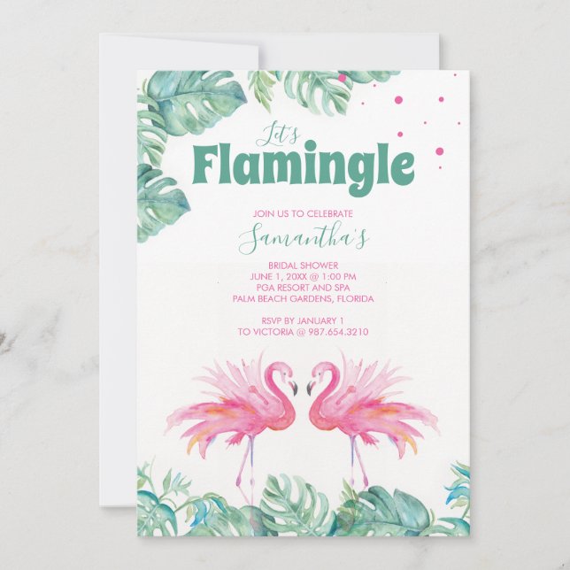 Watercolor Flamingo Bridal Shower Invitation (Front)