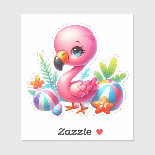 Watercolor Flamingo Cartoon Clipart  (Sheet)