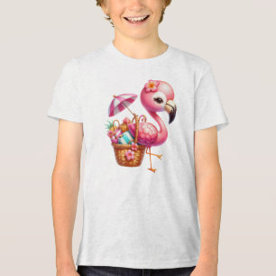 Watercolor Flamingo Cartoon Clipart-95059 Tri-Blend Shirt