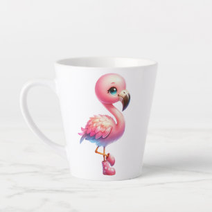 Watercolor Flamingo Cartoon Clipart Latte Mug