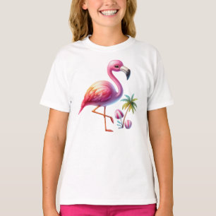 Watercolor Flamingo Cartoon Clipart T-Shirt