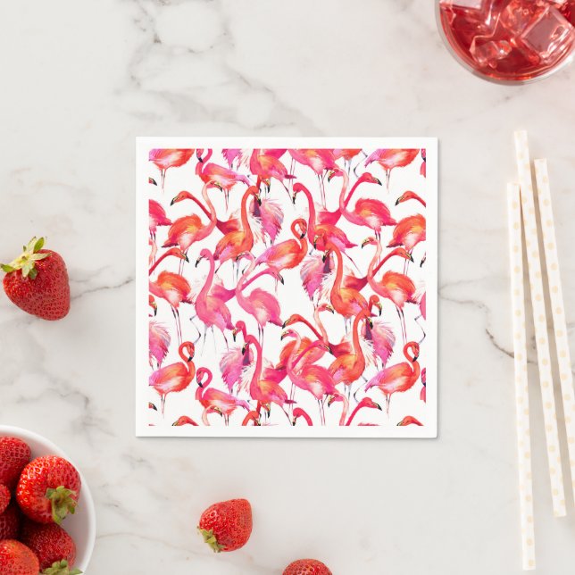 Watercolor Flamingo In Watercolors Napkin (Insitu)