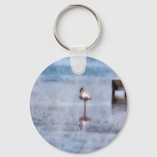 Watercolor Flamingo Key Ring (Front)