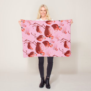 Watercolor Flamingo Pattern Fleece Blanket