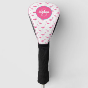 Watercolor Flamingo Pattern Personalised Golf Head Cover