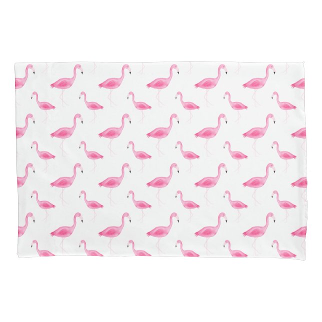 Watercolor Flamingo Pattern Pillowcase (Front)