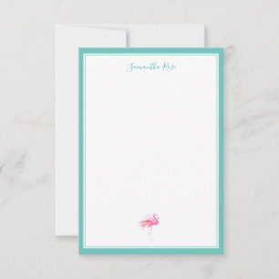 Watercolor Flamingo Personalised Stationery Card