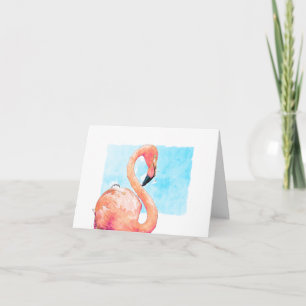 Watercolor Flamingo Pink Blank Greeting Note Card