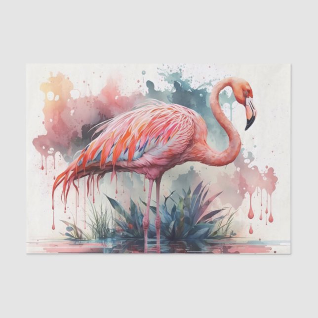 Watercolor Flamingo Pink  Tissue Paper (Front)