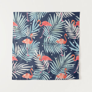 Watercolor Flamingo: Pink Tropical Elegance. Tapestry