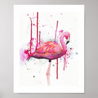 watercolor flamingo poster