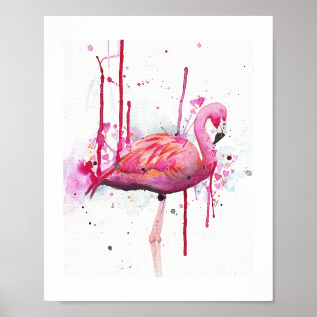 watercolor flamingo poster (Front)