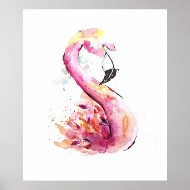Watercolor Flamingo Print Art | Funny Flamingo (Front)
