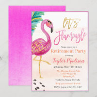 Watercolor Flamingo Retirement Party Invitation