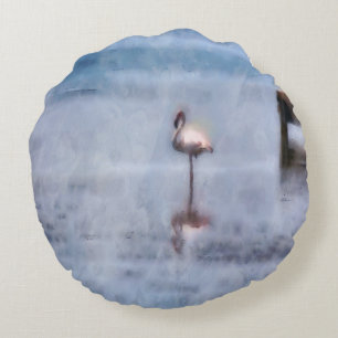 Watercolor Flamingo Round Cushion