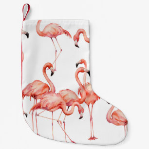 Watercolor flamingo seamless pattern. Hand painted Small Christmas Stocking