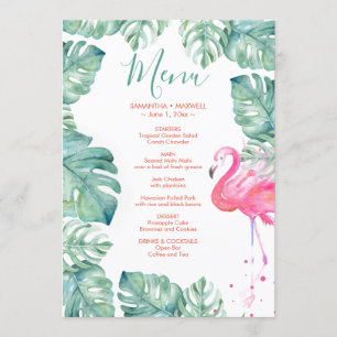 Watercolor Flamingo Tropical Menu Invitation
