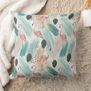 Watercolor Flamingo Tropical Pattern Cushion