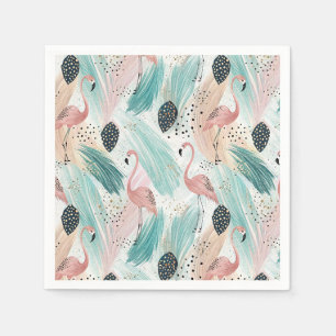 Watercolor Flamingo Tropical Pattern Napkin