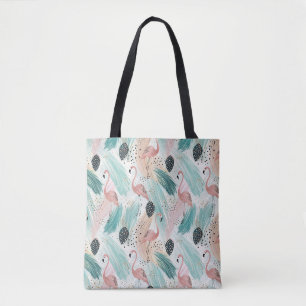 Watercolor Flamingo Tropical Pattern Tote Bag